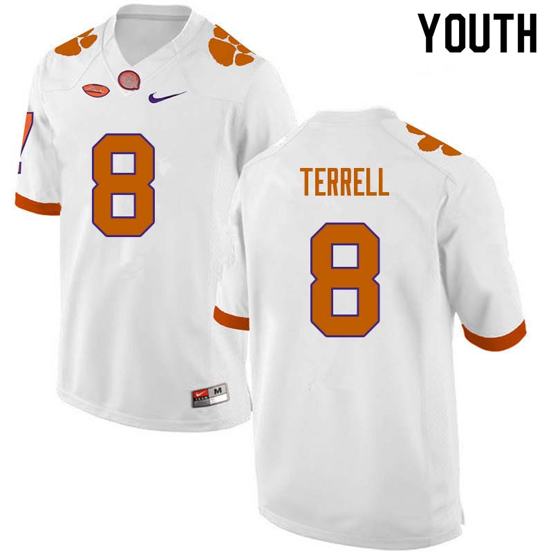 Youth #8 A.J. Terrell Clemson Tigers College Football Jerseys Sale-White - Click Image to Close